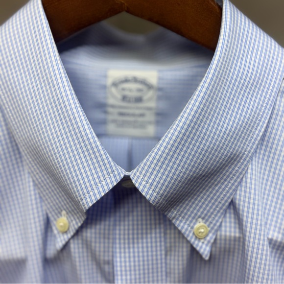 Brooks Brothers Mens 16.5 32 Blue Check Button Down Dress Shirt - Picture 3 of 5
